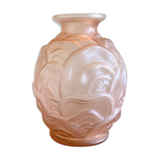 Pink satin glass "ripples" vase