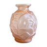 Vase « ondulations » en verre satiné rose