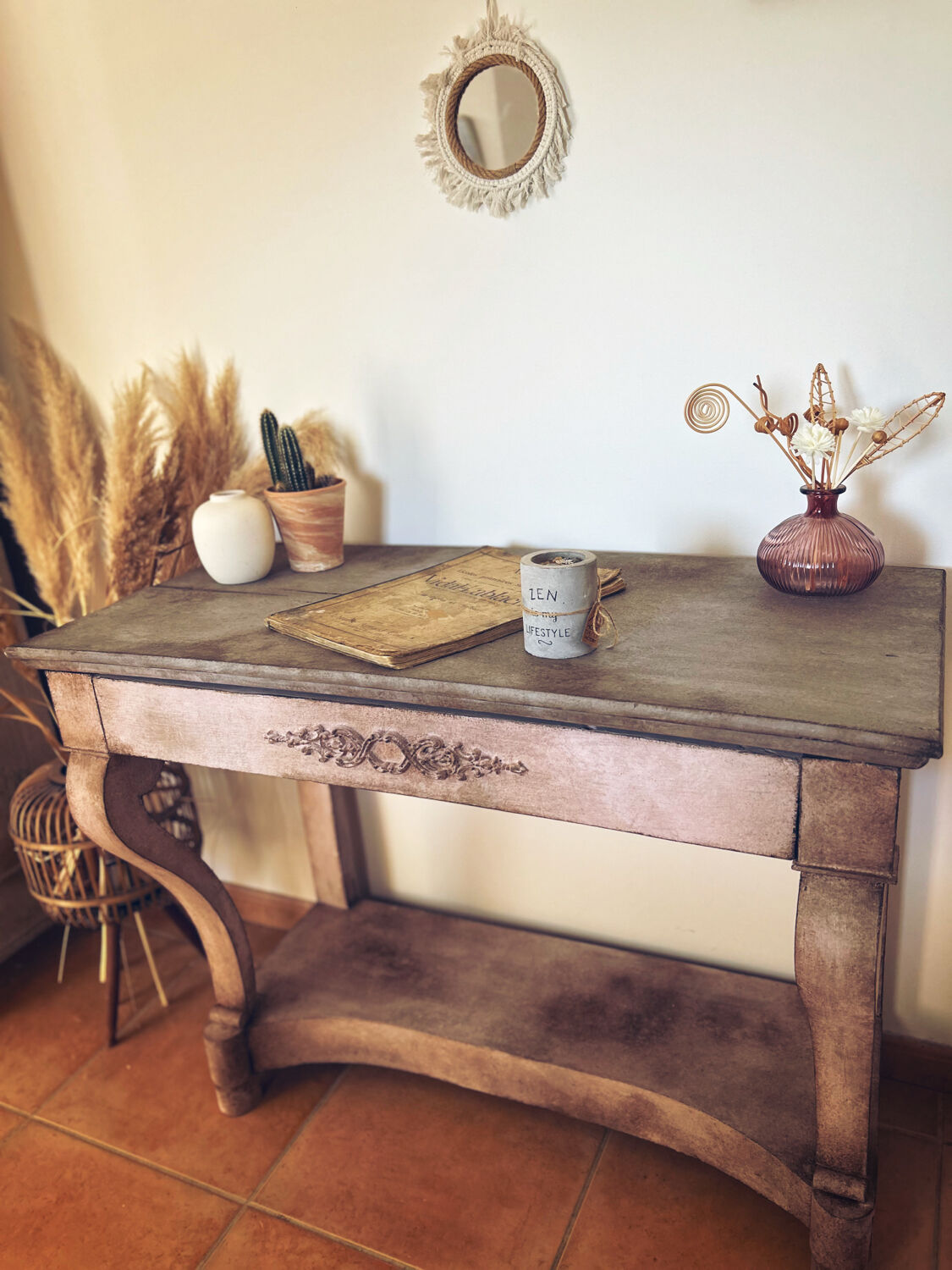 Console shabby chic Tuscan patina