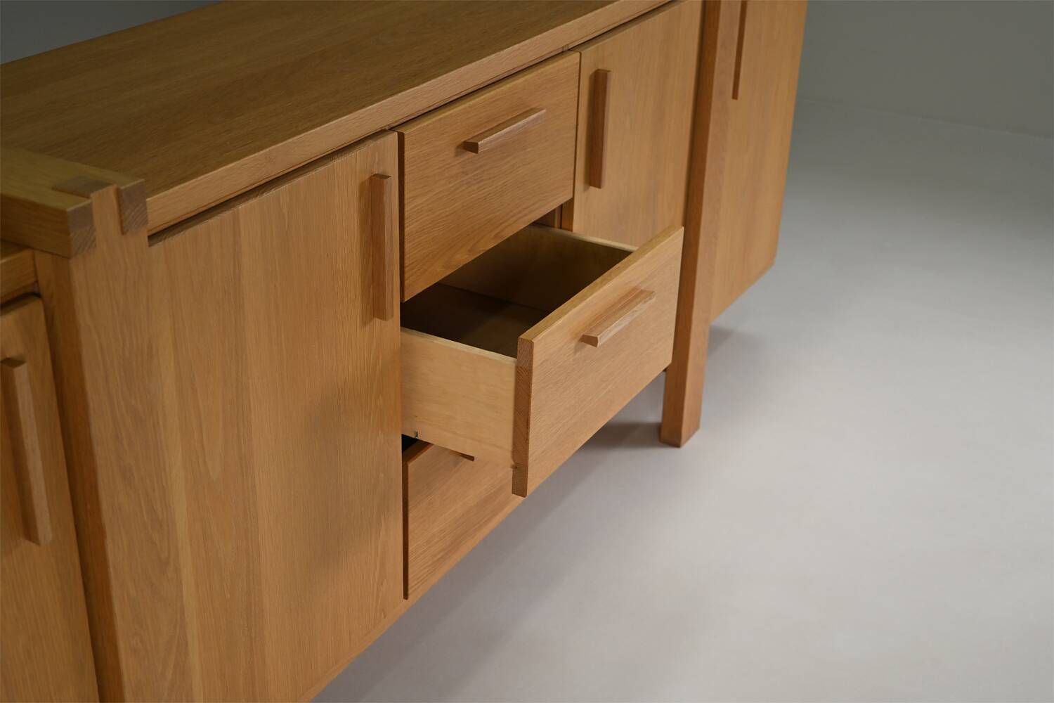 Large brustalist oak sideboard, Belgium.