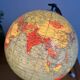 Small illuminated globe made of glass and paper from Cartes Taride 1963