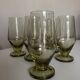 Set of 7 modernist lime green stemmed glasses 1950