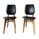 Pair of vintage wood and leather chairs