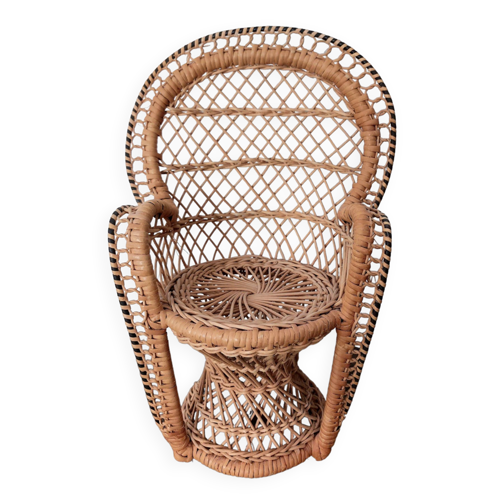 Fauteuil en Osier et Rotin, Italie, 1950s en vente sur