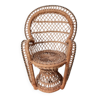 Small Emmanuelle Armchair for Vintage Doll in new wicker / rattan
