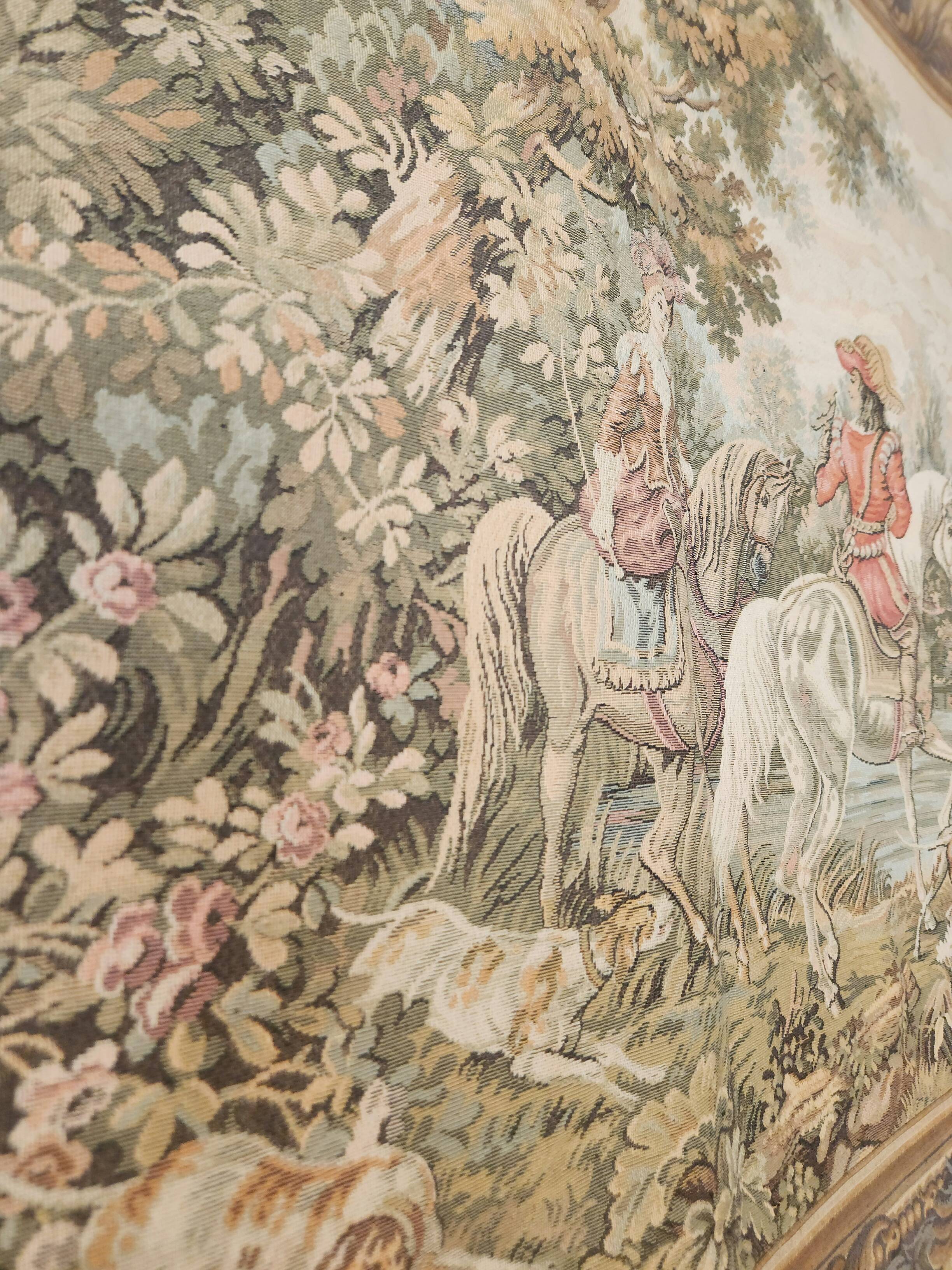 Tapestry Gobelin Hunting Landscape Rococo Jacquard Aubusson Style
