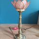 Bedside lamp flower petal pink mother-of-pearl bronze base brass dpm 0323112
