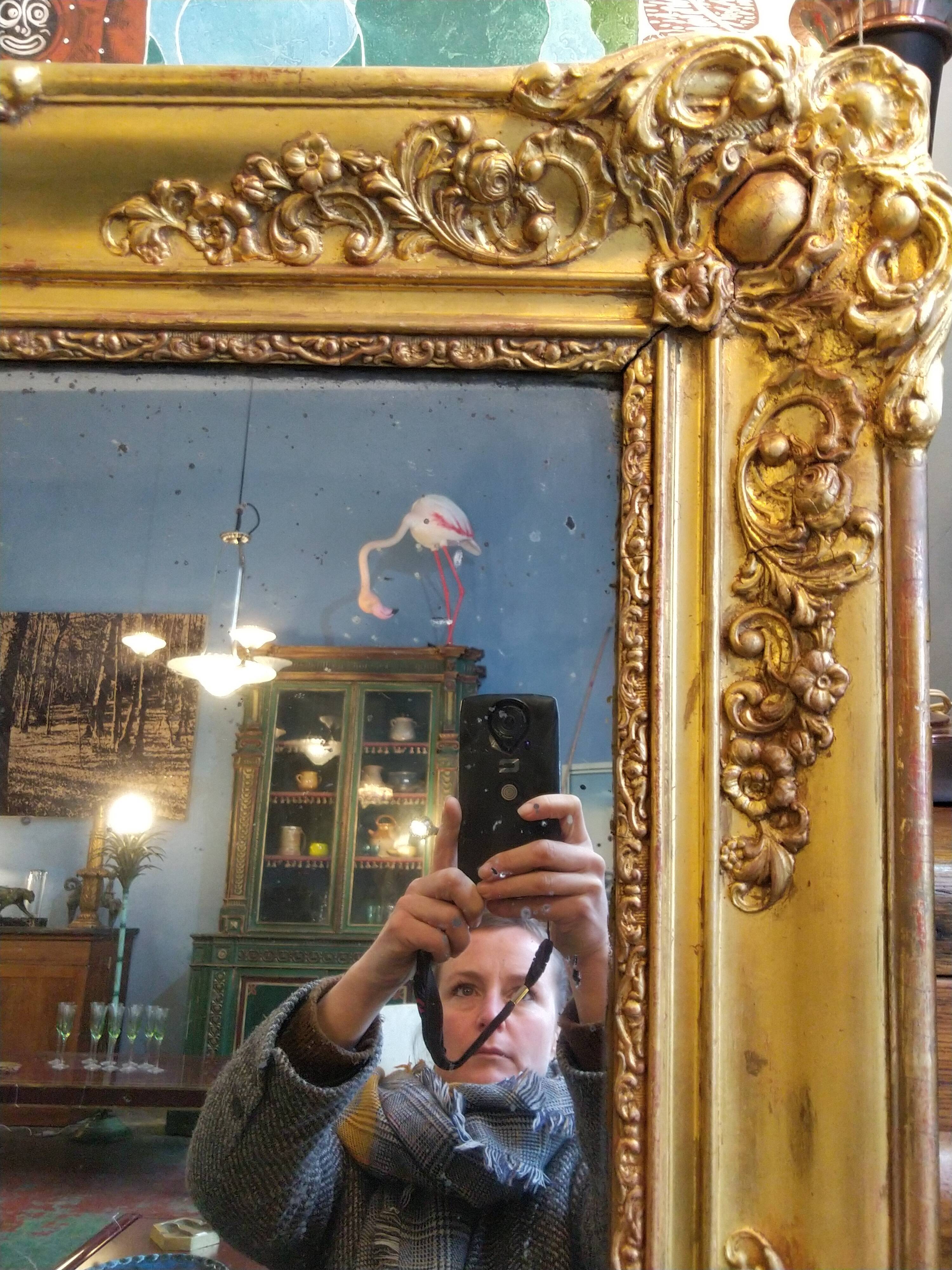 Golden mirror 144x90cm