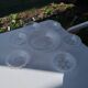 Service salad bowl textured glass masserini barocco italy vintage 1960