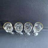 4 Verres à porto Daum putoisés or