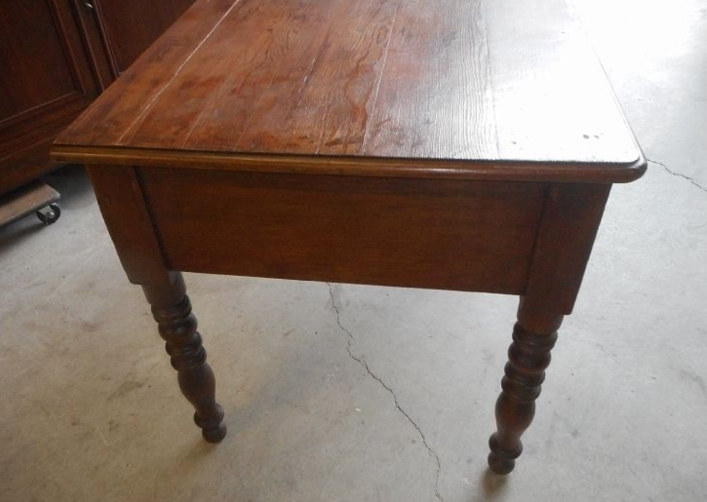 19th century fir flat desk with 3 drawers