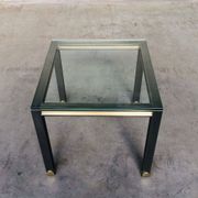 Steel and Brass Square Coffee Table, Belgium, 1980s