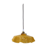Hanging art deco glass of clichy yellow mustard