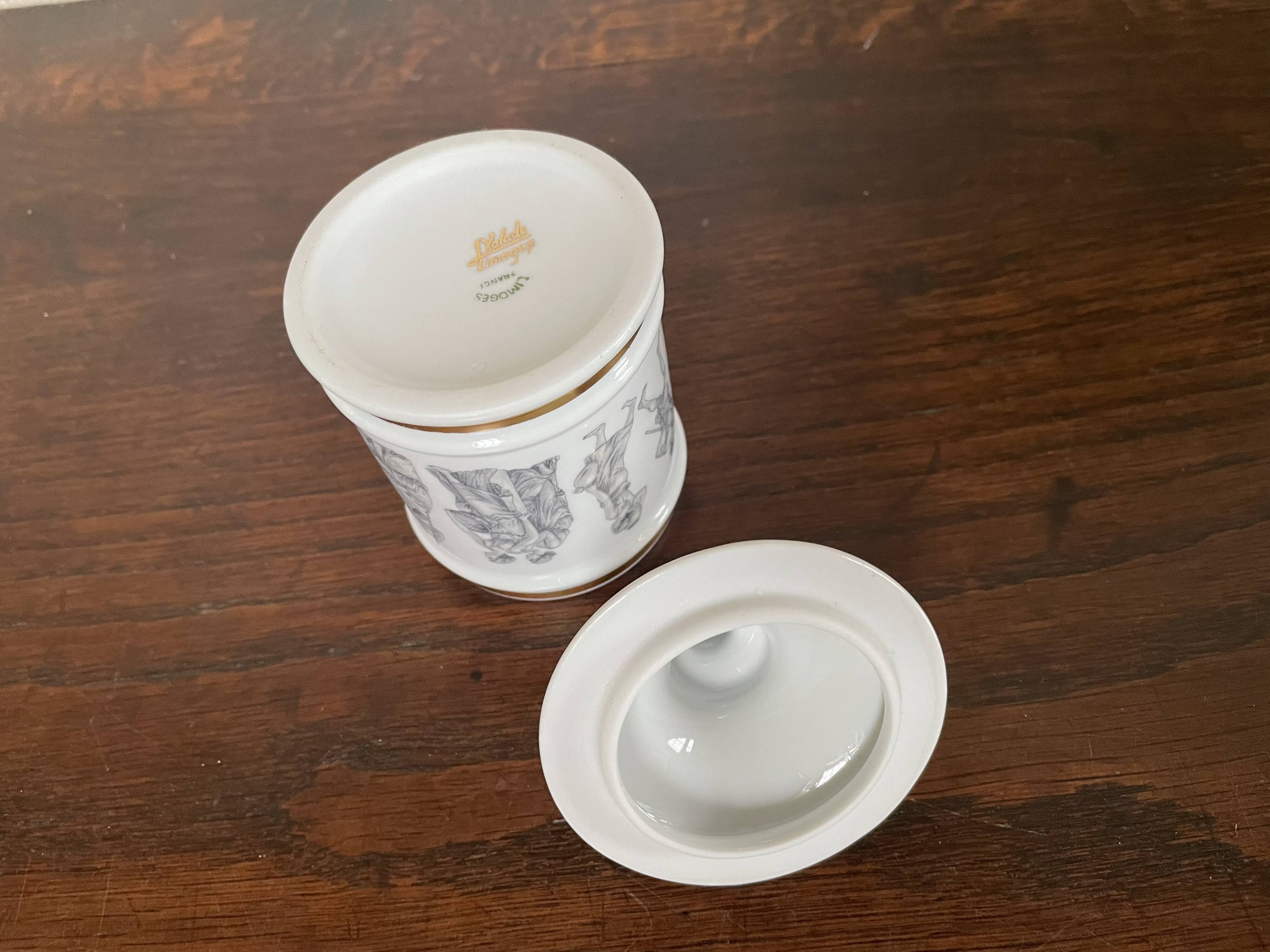 Limoges porcelain medicine jar H15 X D7