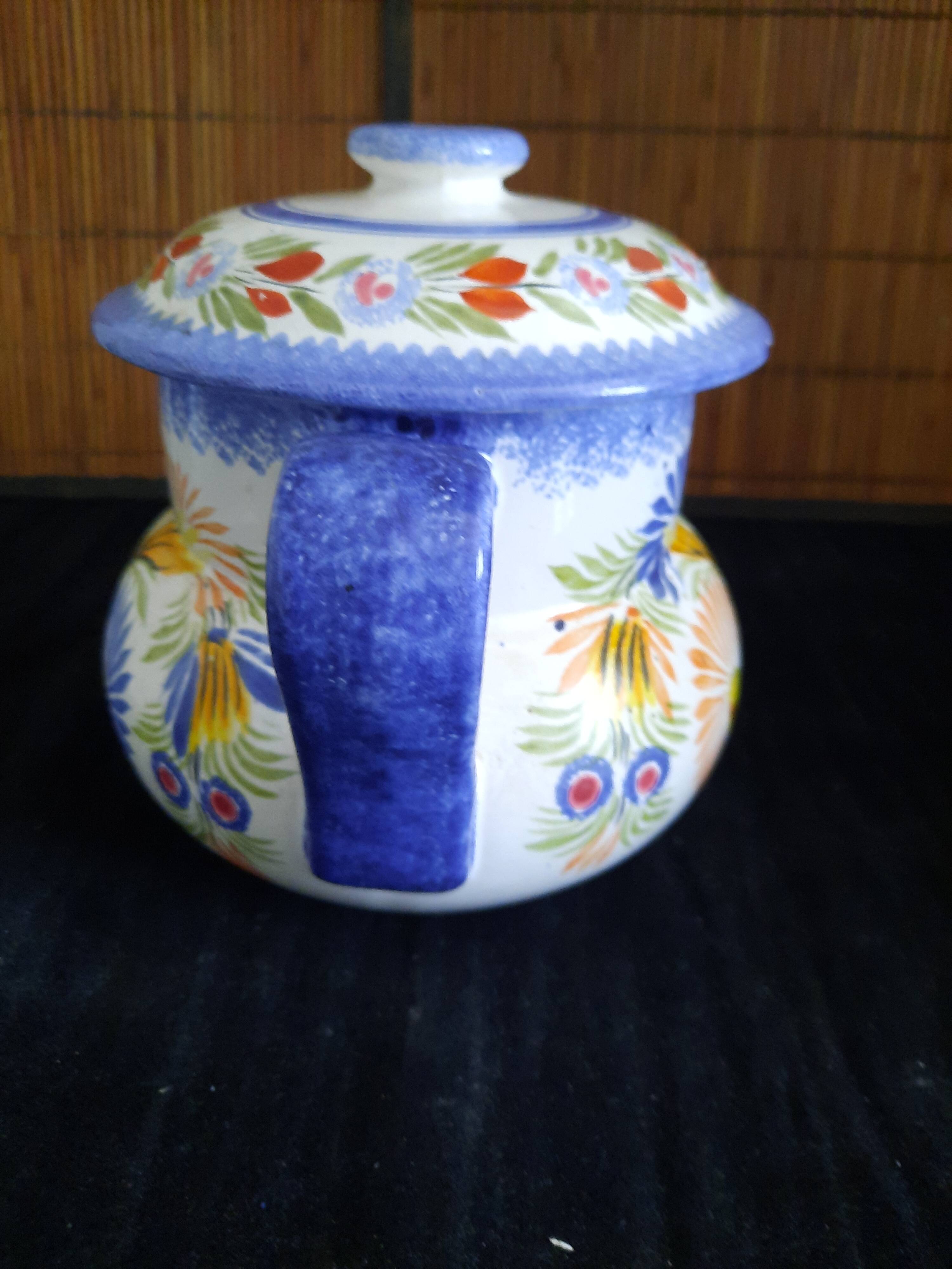 Large stockpot with lid - Henriot Quimper - Cordon Bleu decoration