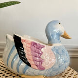 Hand-painted ceramic duck pot cover