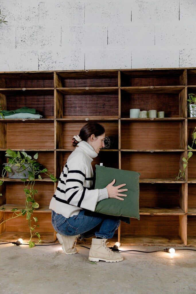 Factory locker cabinet, wood and green