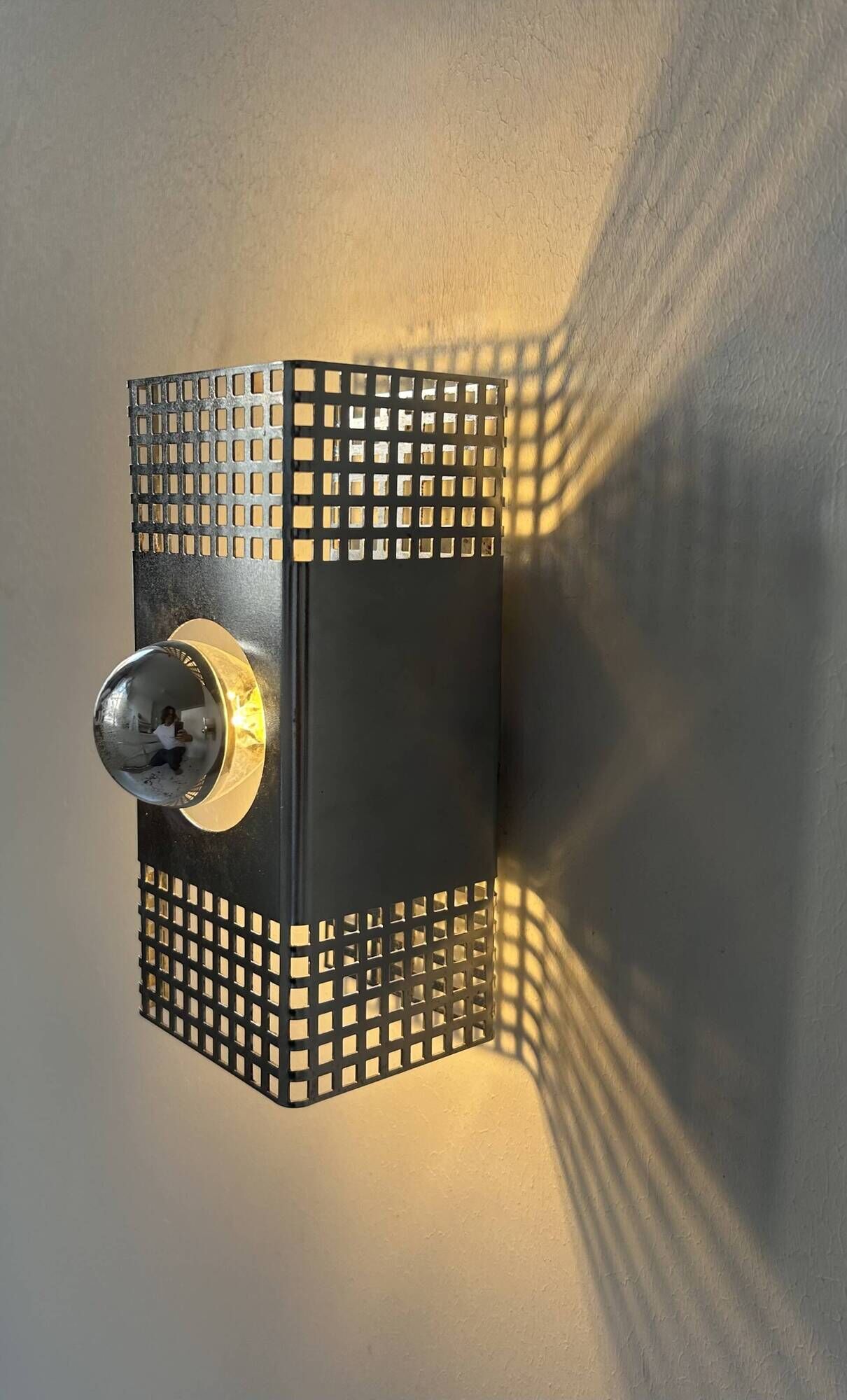 Pair of vintage wall lights, chrome-plated metal, France 1970.
