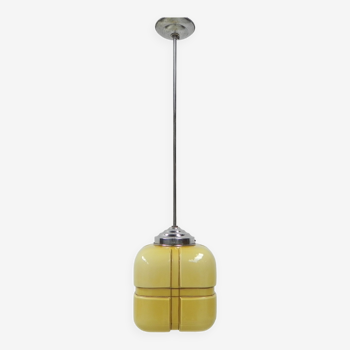 Art Deco hanging lamp with square glass shade