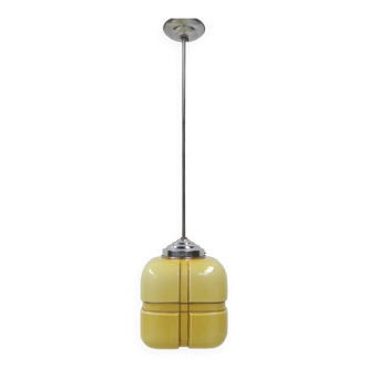 Art Deco hanging lamp with square glass shade