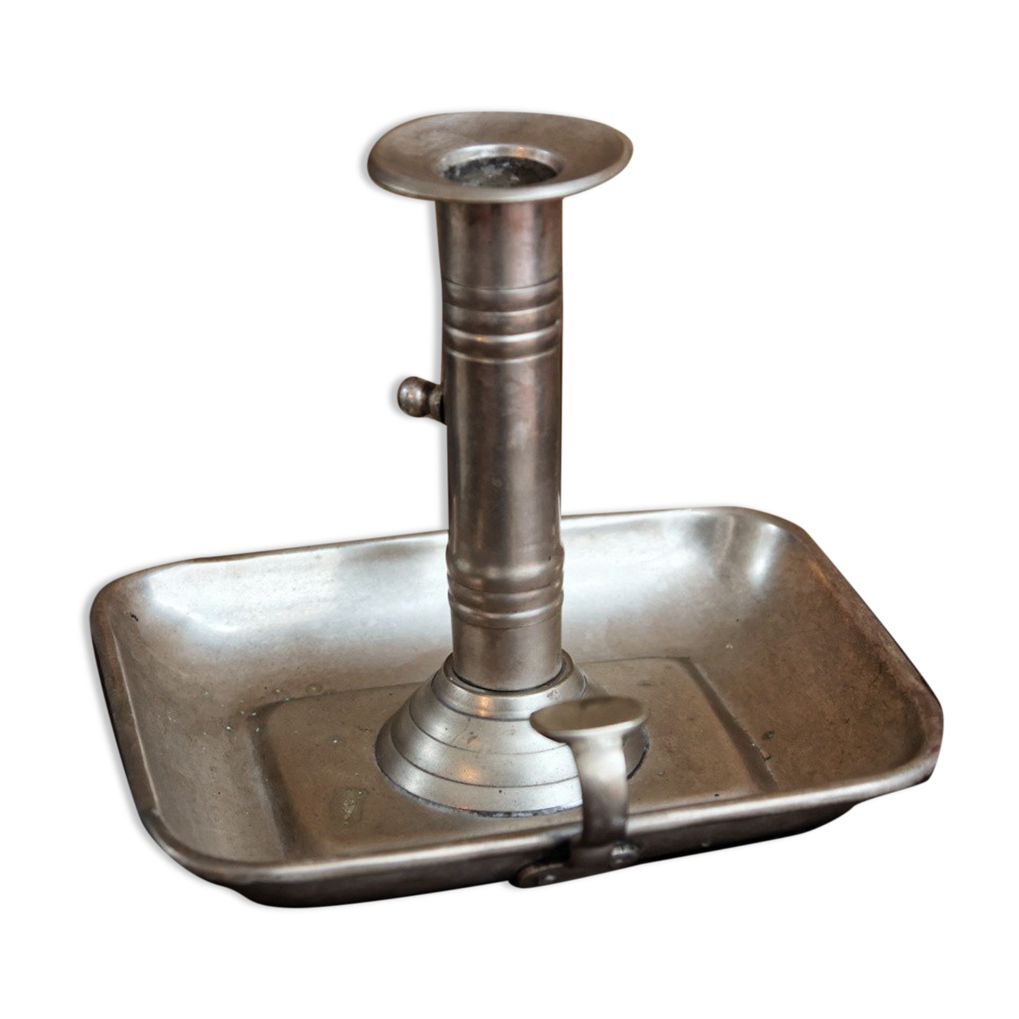 Silver brass cellar rat candle holder