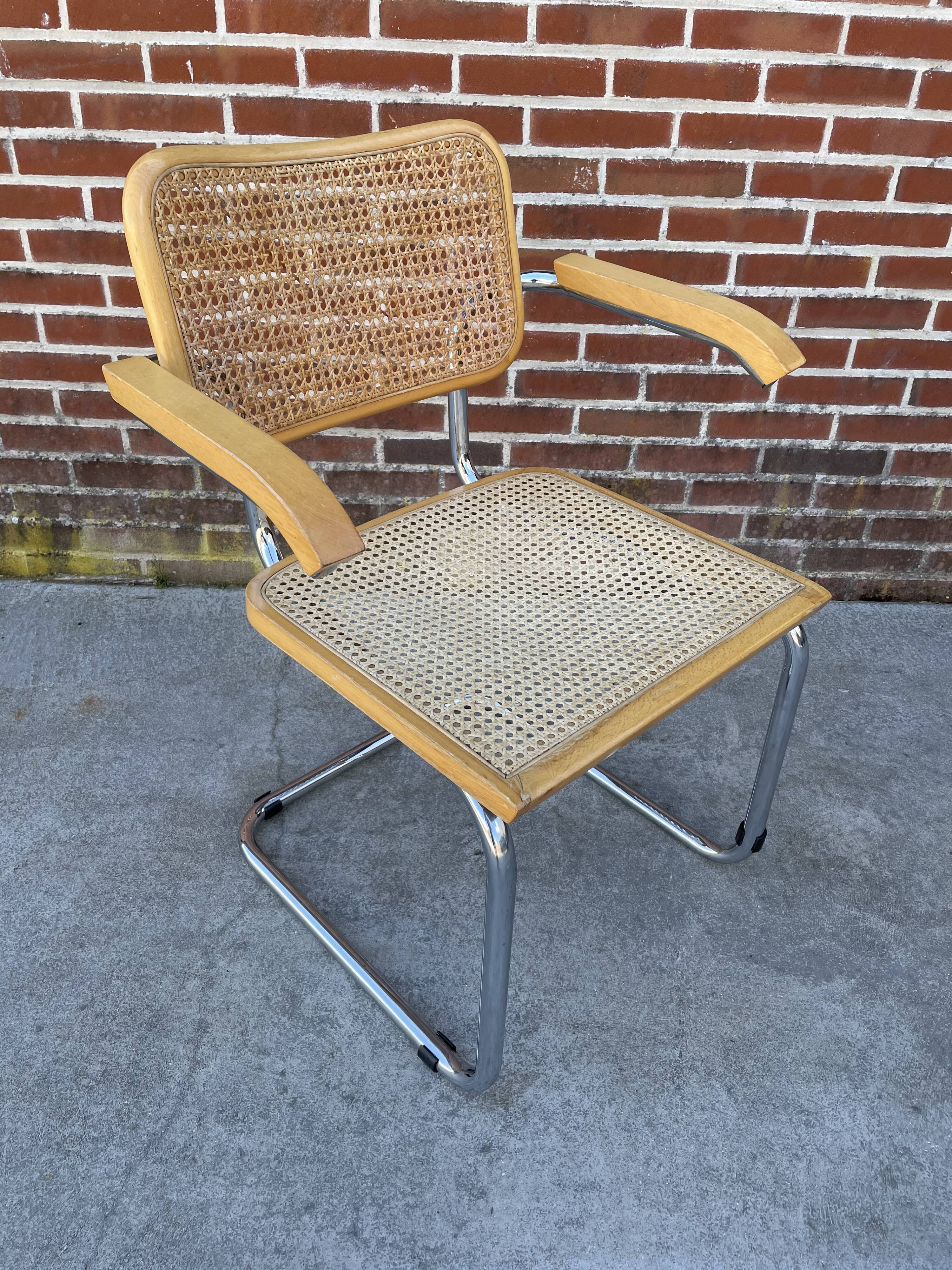 Cesca model design chair with armrests chrome version