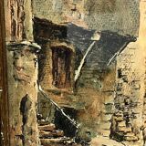 Watercolor by Emile Gudin (1874-1957), rue de Riez, southern town