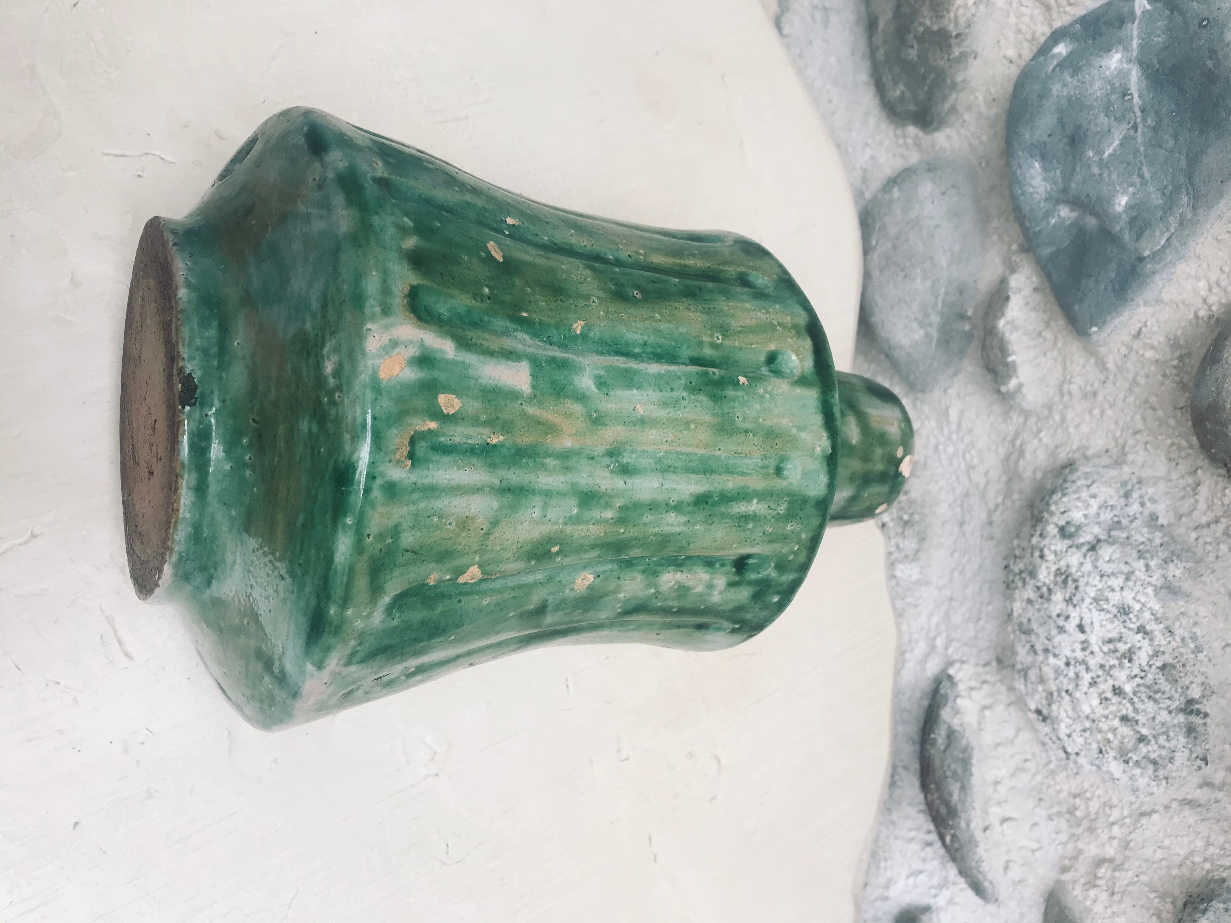 Green glazed earth lamp foot