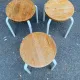 Set of 3 stackable stools in Ikea Frosta style, solid wood and steel, 1990.