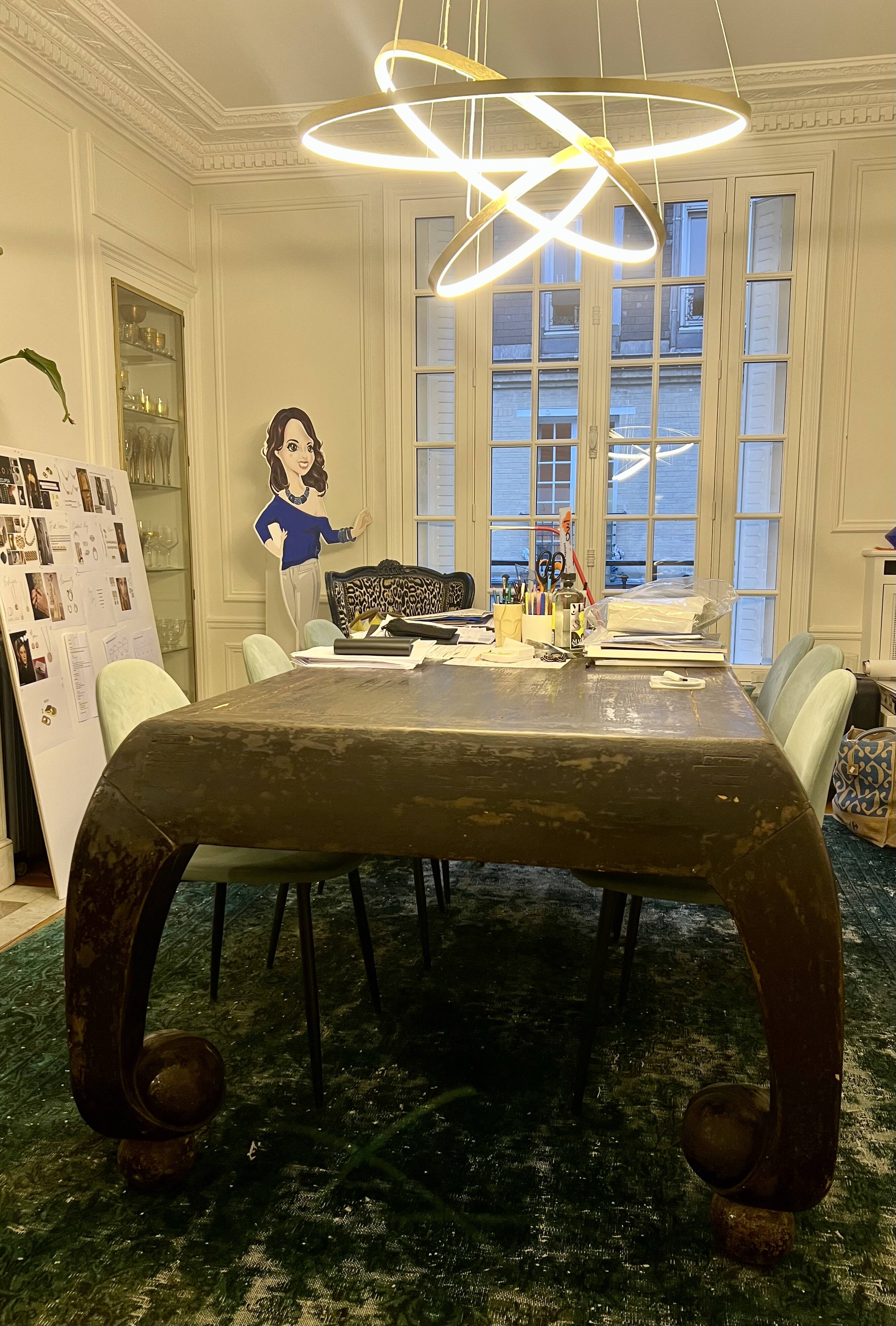 Large antique Chinese black table made of patinated solid wood.