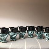 Old coquetiers signed Vallauris Turquoise and Red