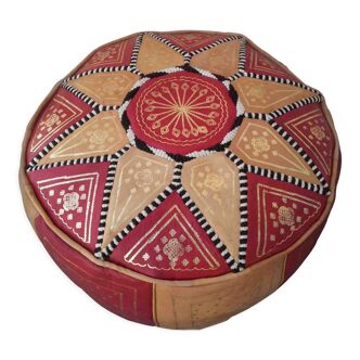 Moroccan leather pouf