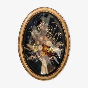 Domed glass frame dried flowers