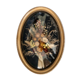 Cadre verre bombé fleurs séchées