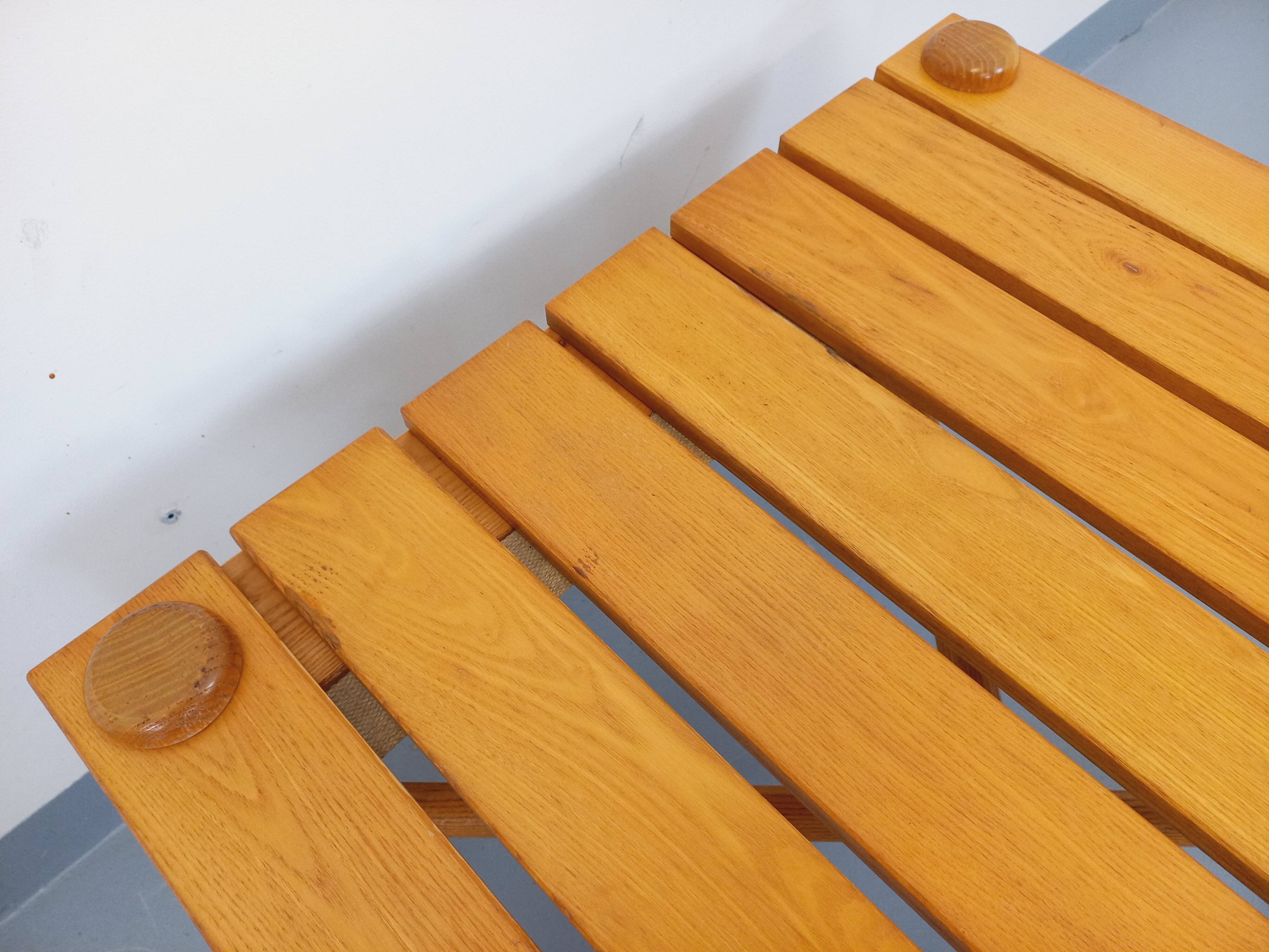 Vintage square coffee table in solid pine from the 70s and 80s.