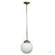 Functional Bauhaus-style pendant light with opaline glass shade.