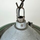 Industrial Green Enamel Factory Cage Pendant Lamp in Cast Iron from Zaos, 1960s