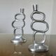 Paire de bougeoirs "cercles" en aluminium 1980