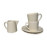 Duo of coffee cups and a Longchamp sugar bowl in 80s biscuit