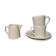 Duo of coffee cups and a Longchamp sugar bowl in 80s biscuit