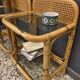Paire de chevets vintage rotin et verre
