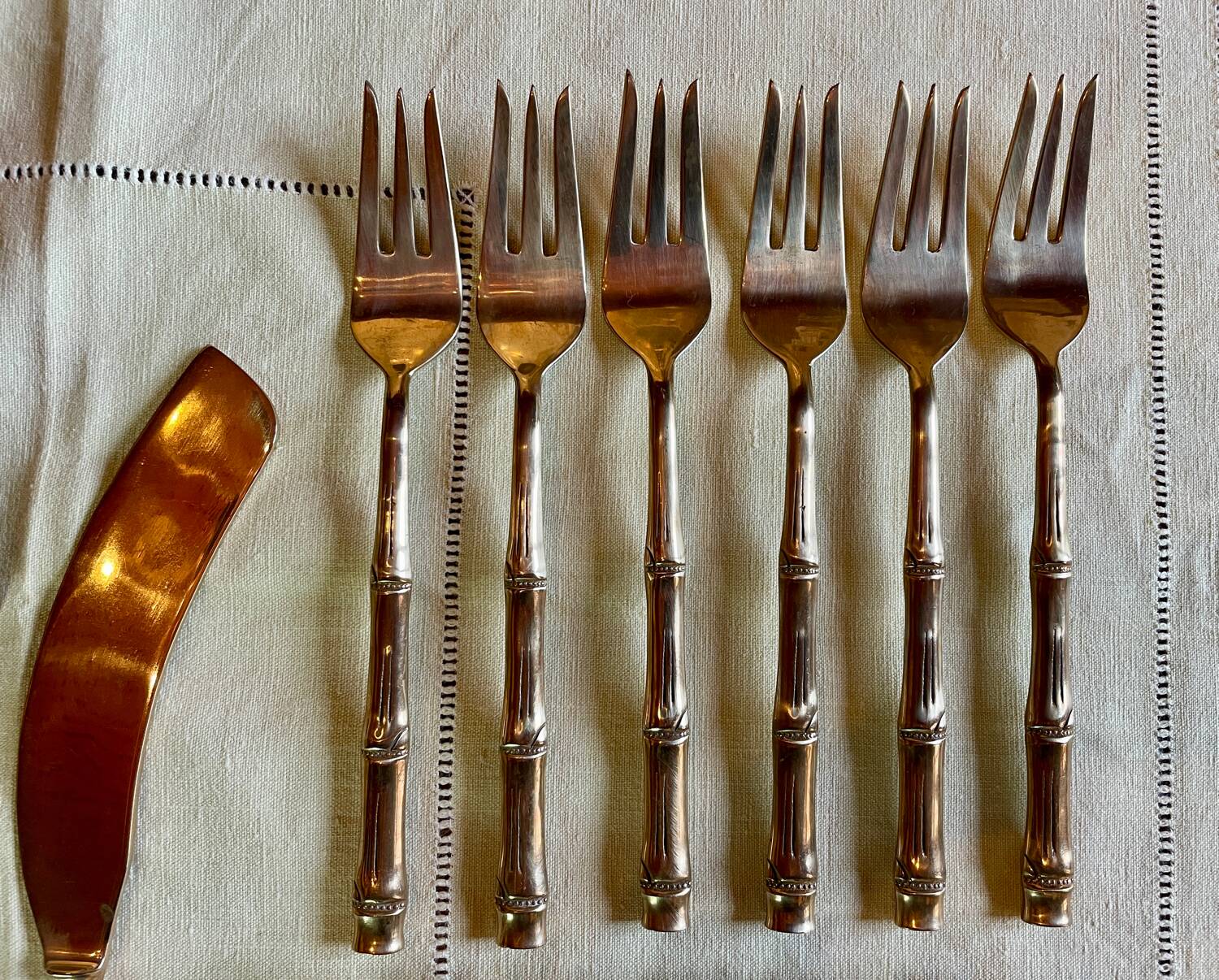 16 Bamboo nickel bronze dessert cutlery