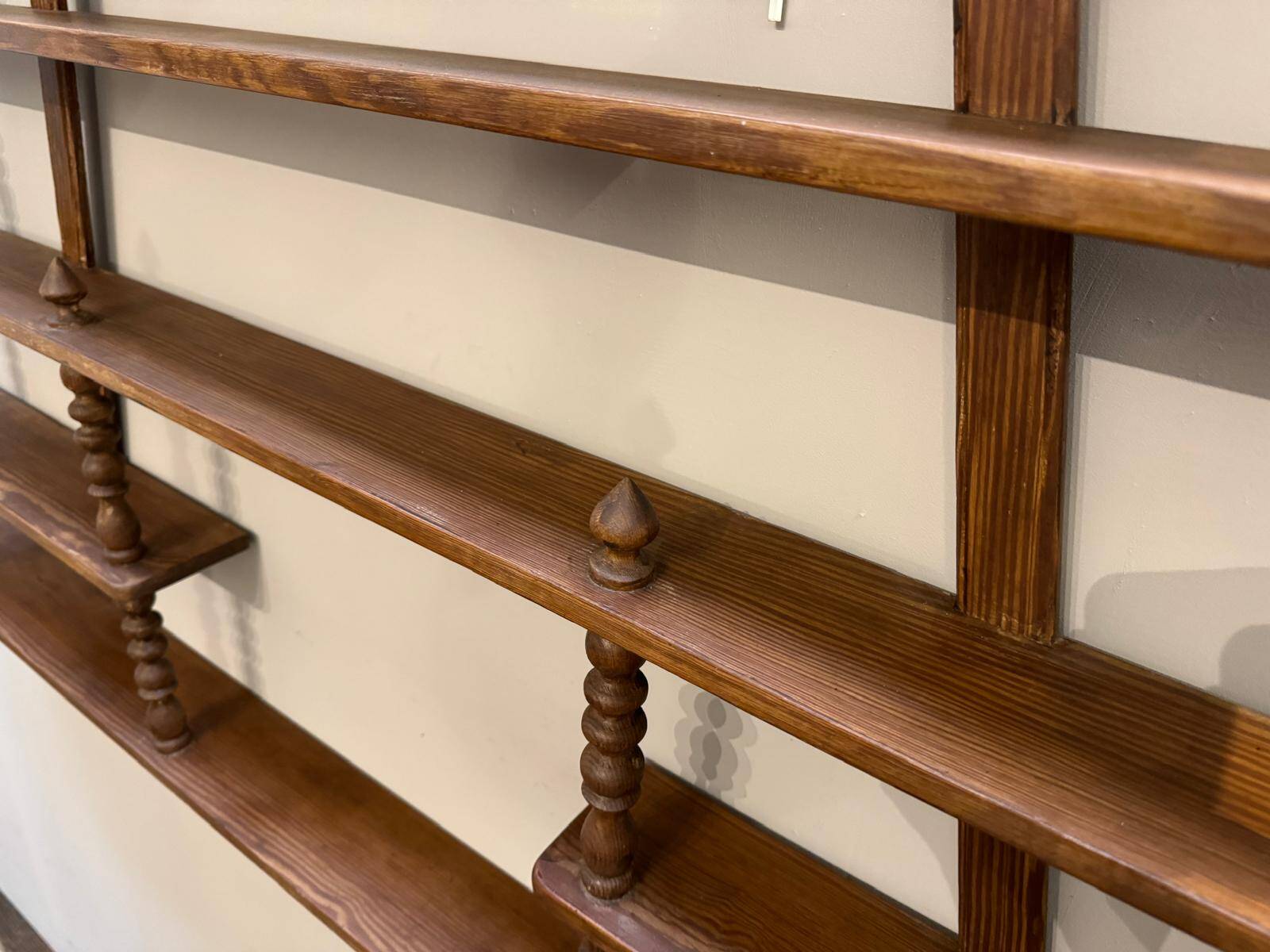 Turned wood bar wall shelf