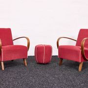 Fauteuils et tabourets Art Déco Jindřich Halabala H-530 années 1940, Up Závody