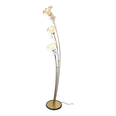 Lampadaire Murano doré, années 1980