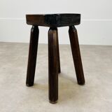 Brutalist chalet-style stool in solid wood
