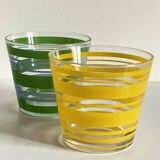 Pair of VINTAGE Silkscreened Glass Plant Pots