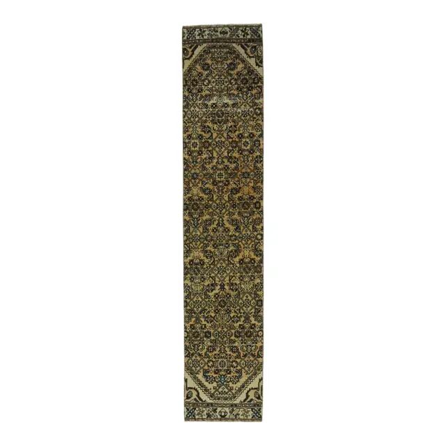 1970s Vintage Turkish Oushak Handmade Wool Runner 58x282
