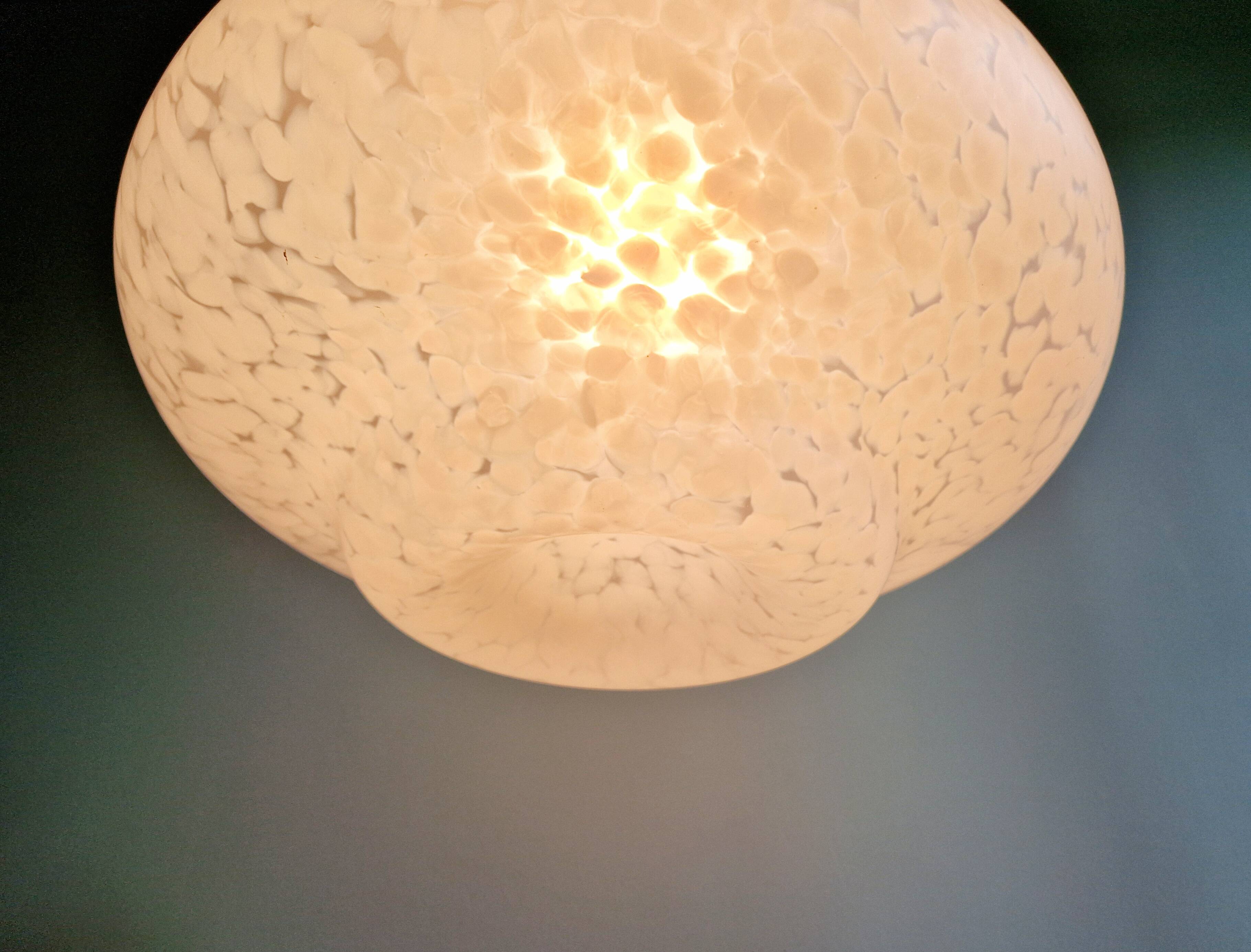 Large Space Age pendant light in speckled glass, Peill & Putzler, 1970s