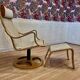 Swivel armchair and its ottoman in 1960s Scandinavian design.